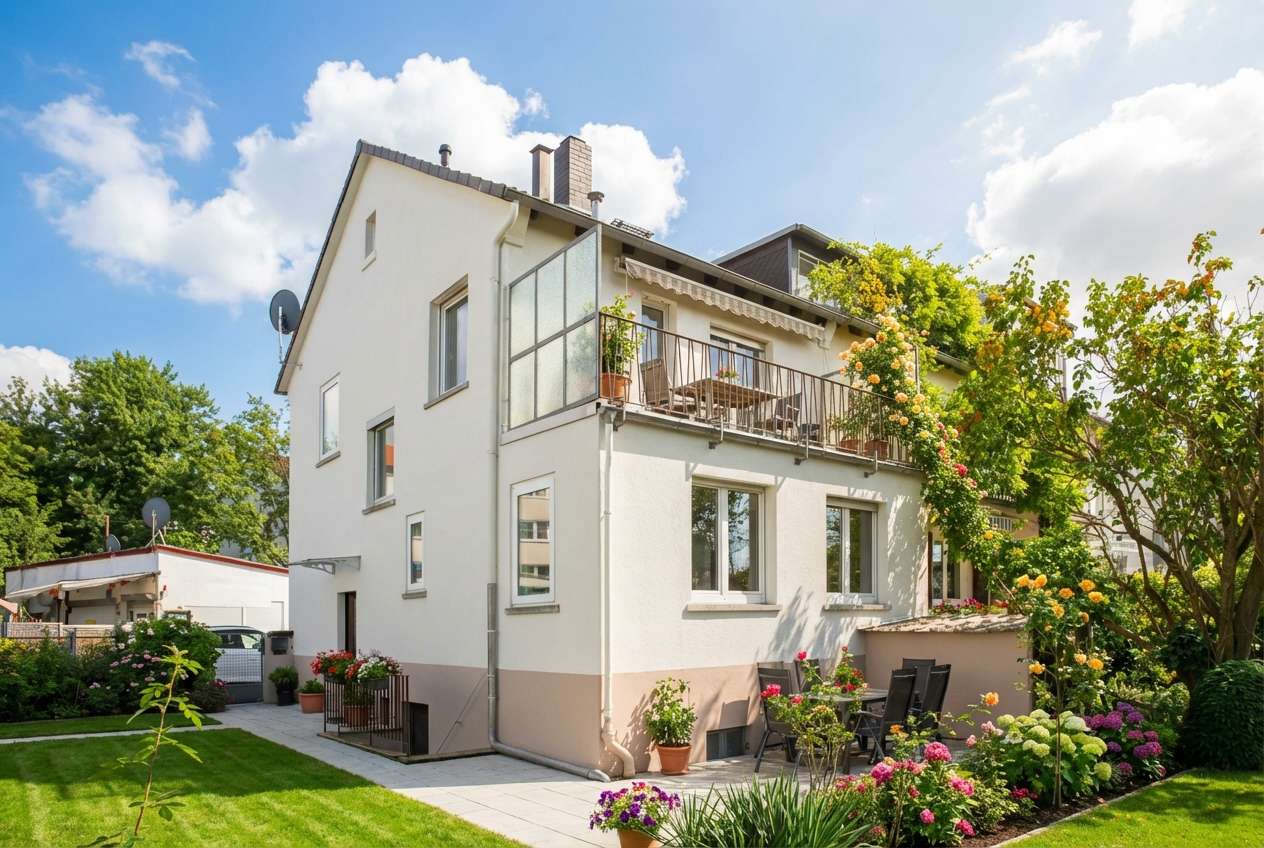 Hinterhausansicht Tagsüber, teils Vision